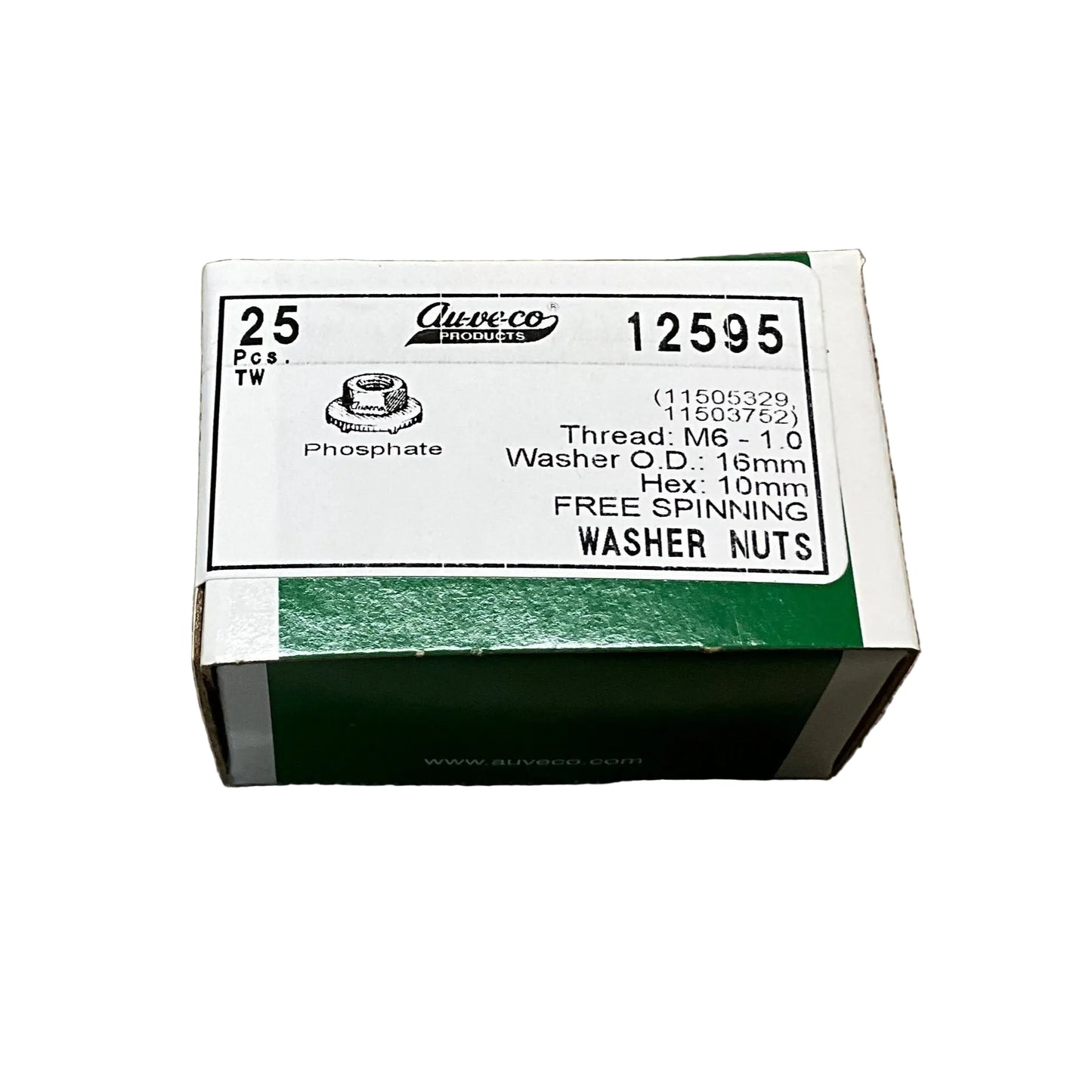 25 Pcs Auveco 12595 Free Spinning Washer Nut 1M6-1.0 6mm Outside Diameter