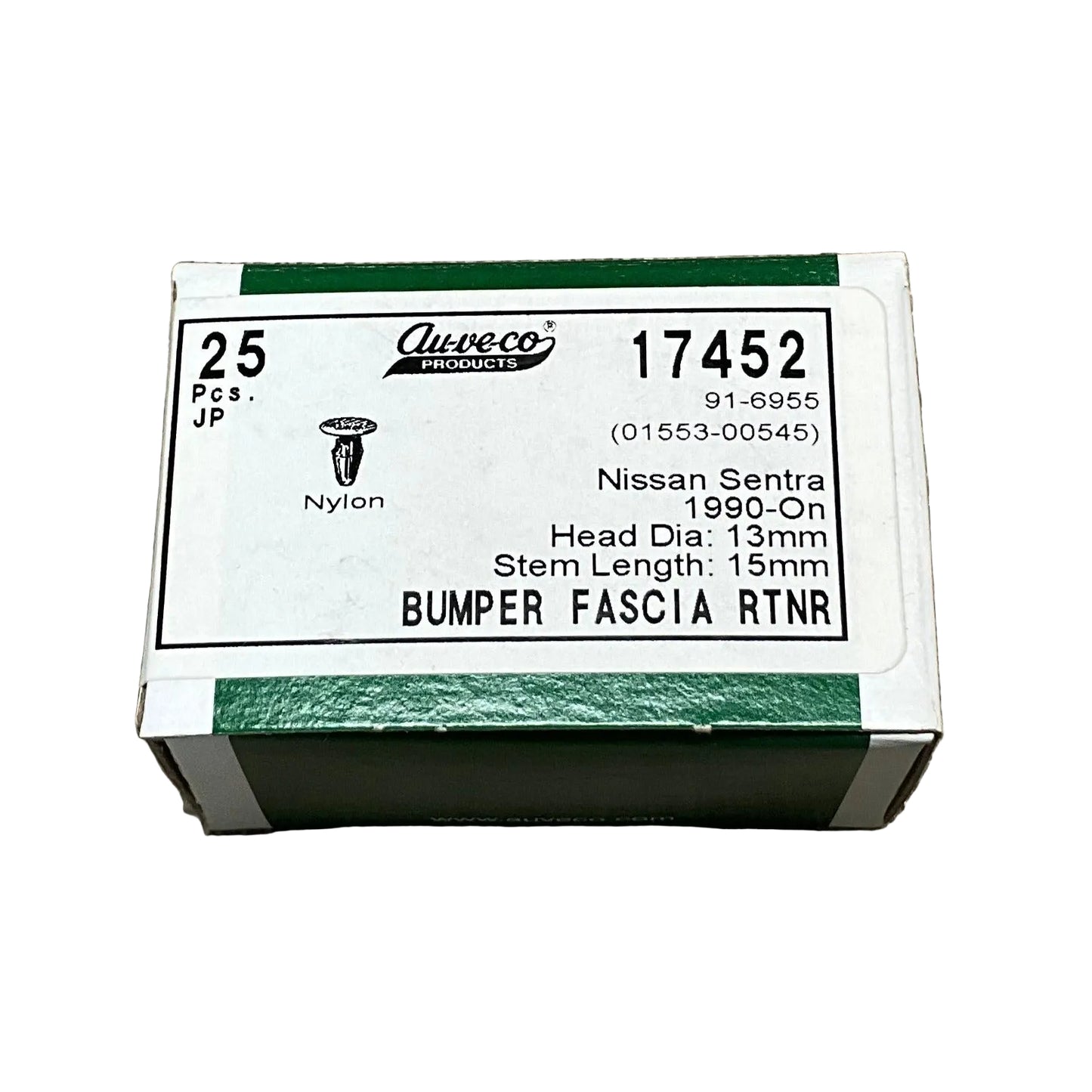 25 Pcs. Bumper Fascia Retainer Niisson 1990-On Auveco 17452