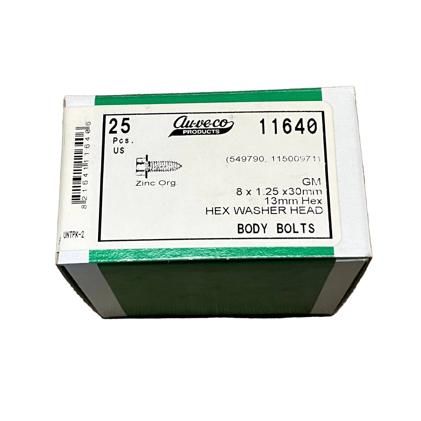 25 Pcs. M8-1.25 X 30mm Hex Washer Head Auveco 11640