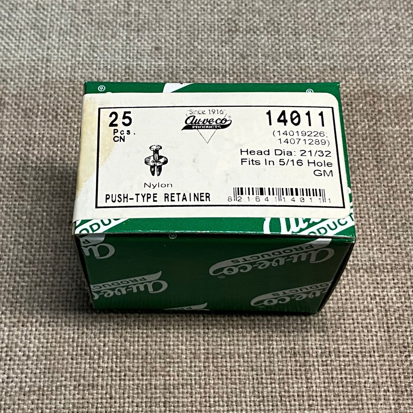 25 Push Type Retainers Auveco 14011 GM : 14019226 ; 14071289 From 1981 - On