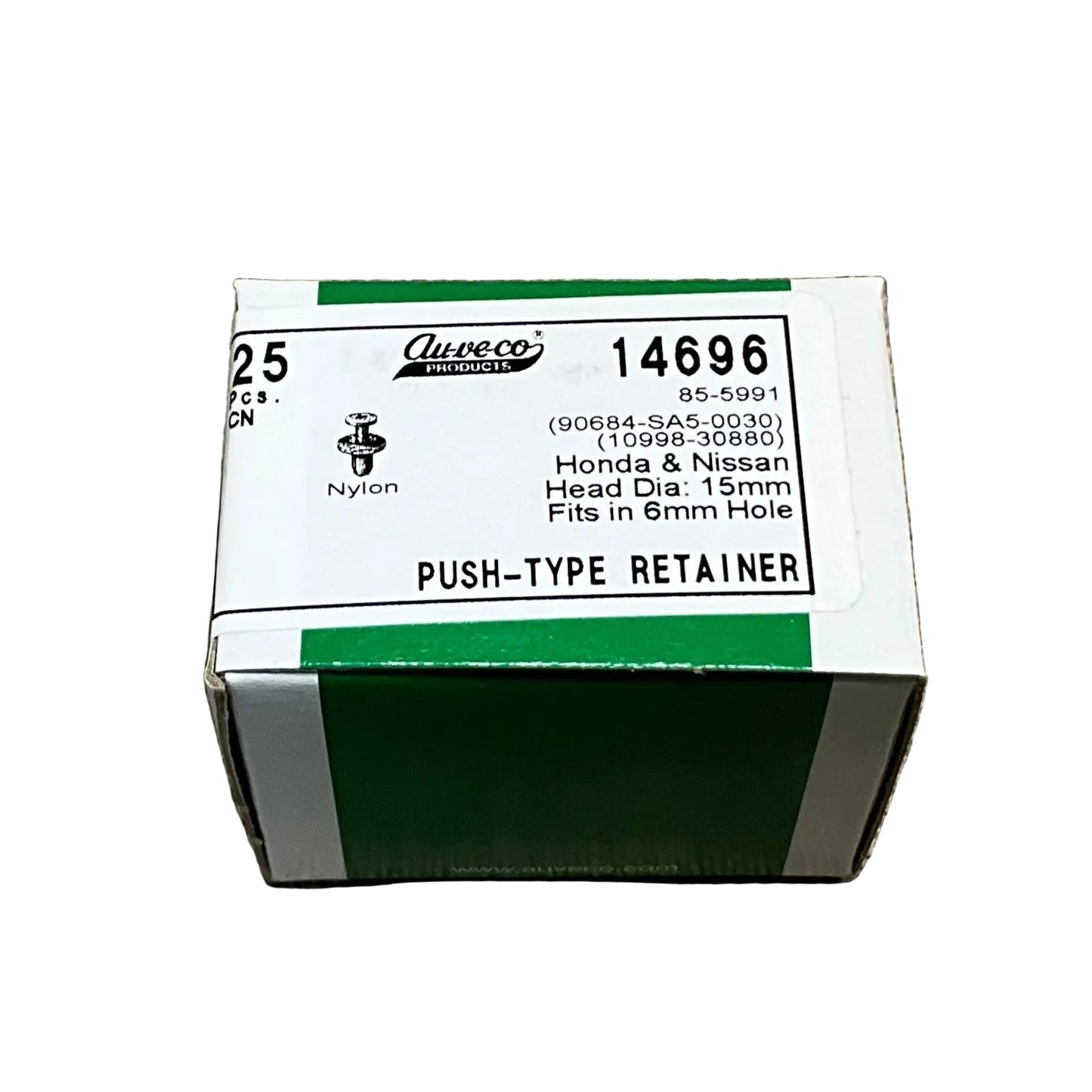 25 Push Type Retainers Auveco 14696 Honda : 90684-SA5-003 Isuzu : 8942981190