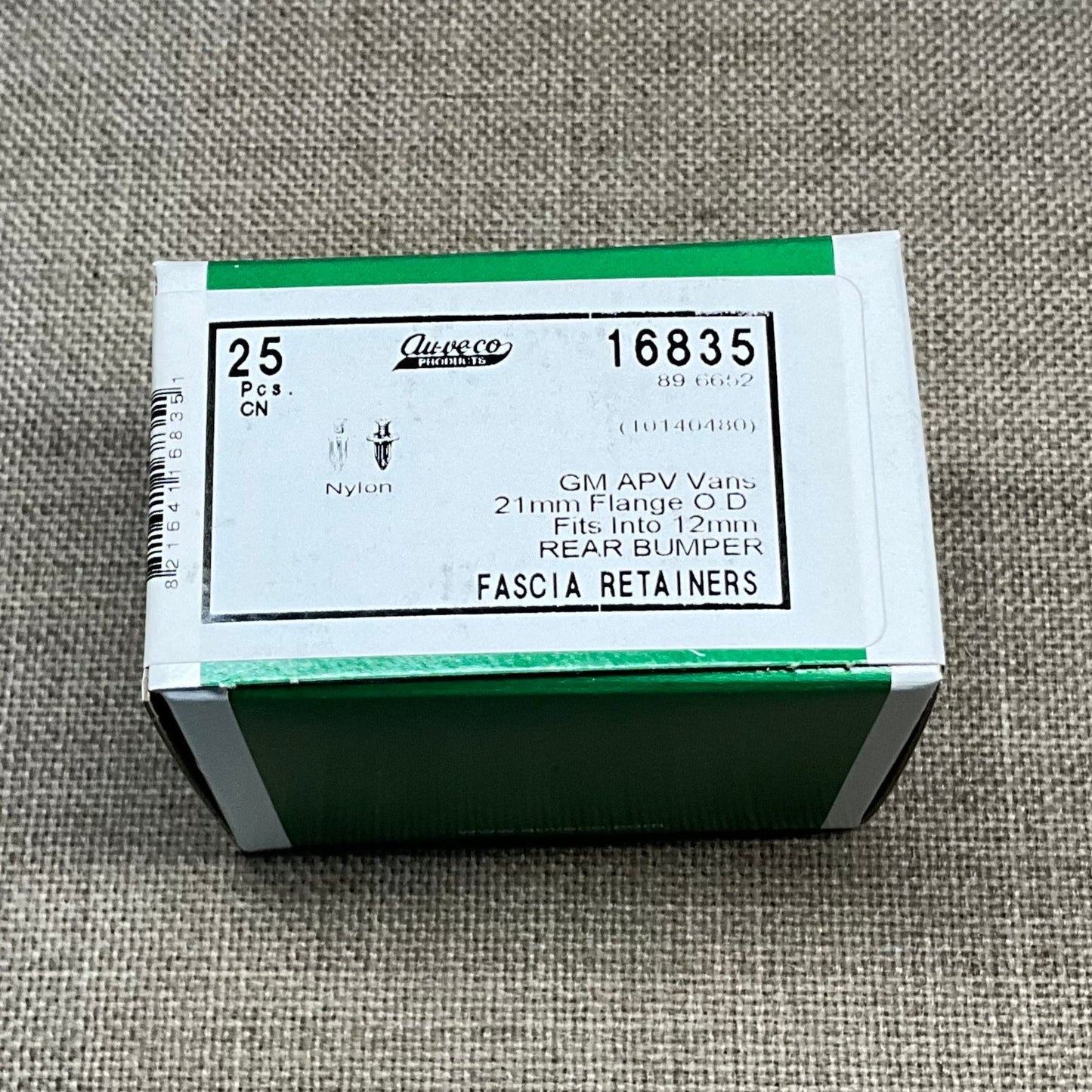 25 Rear Bumper Fascia Retainers Auveco 16835 GM: 10140480 Chrysler: 6502625