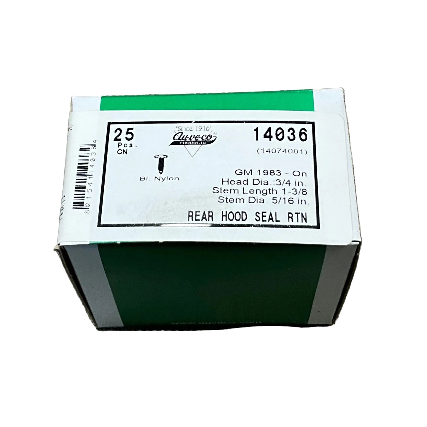 25 Rear Hood Seal Retainers Auveco 14036 GM : 14074081 From The Year 1983 On