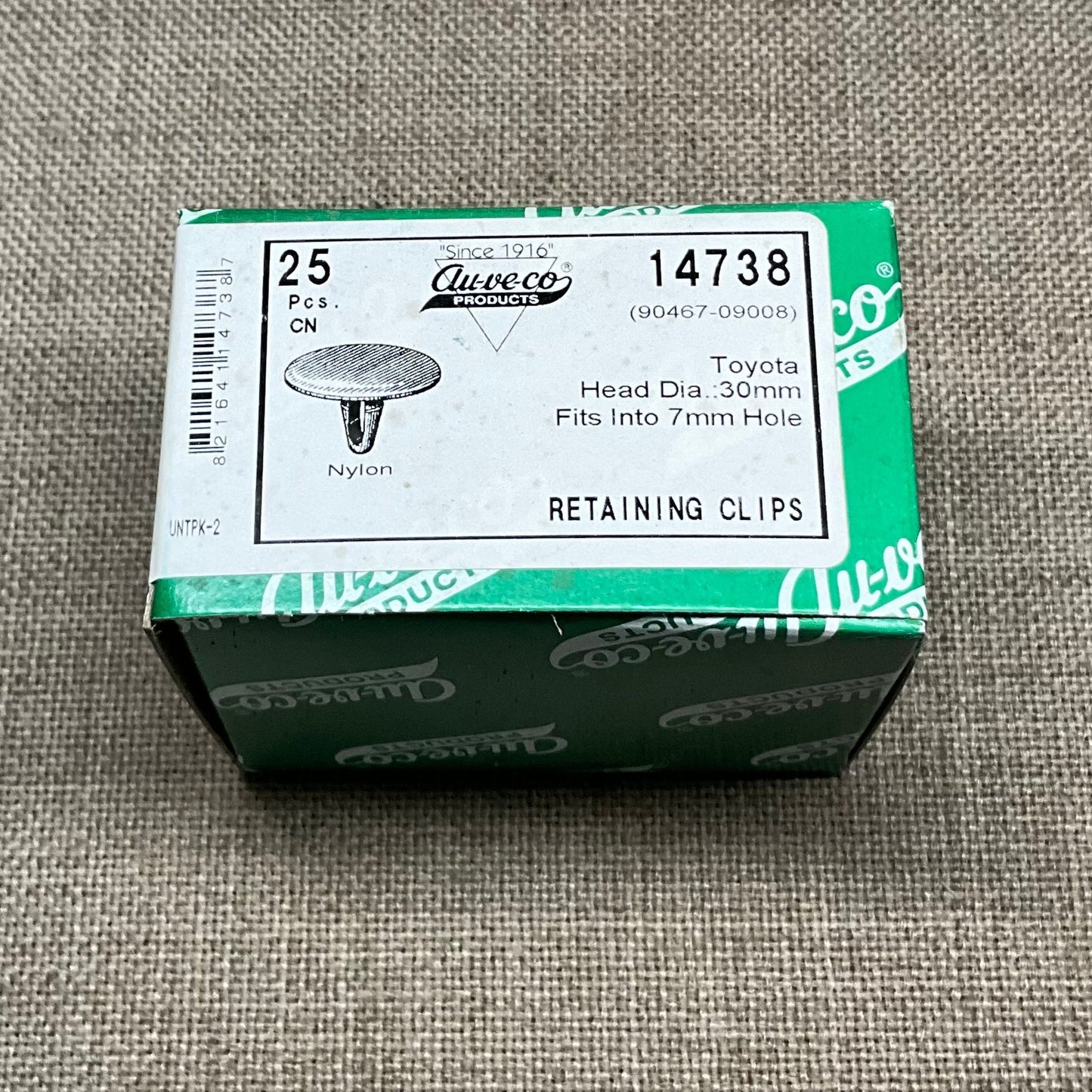 25 Retaining Clips Auveco 14738 Toyota Automobiles OEM : 90467-09008 Universal