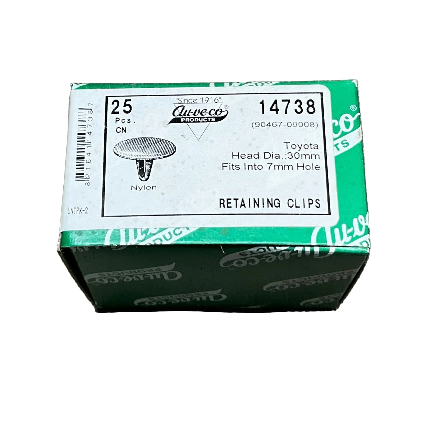 25 Retaining Clips Auveco 14738 Toyota Automobiles OEM : 90467-09008 Universal