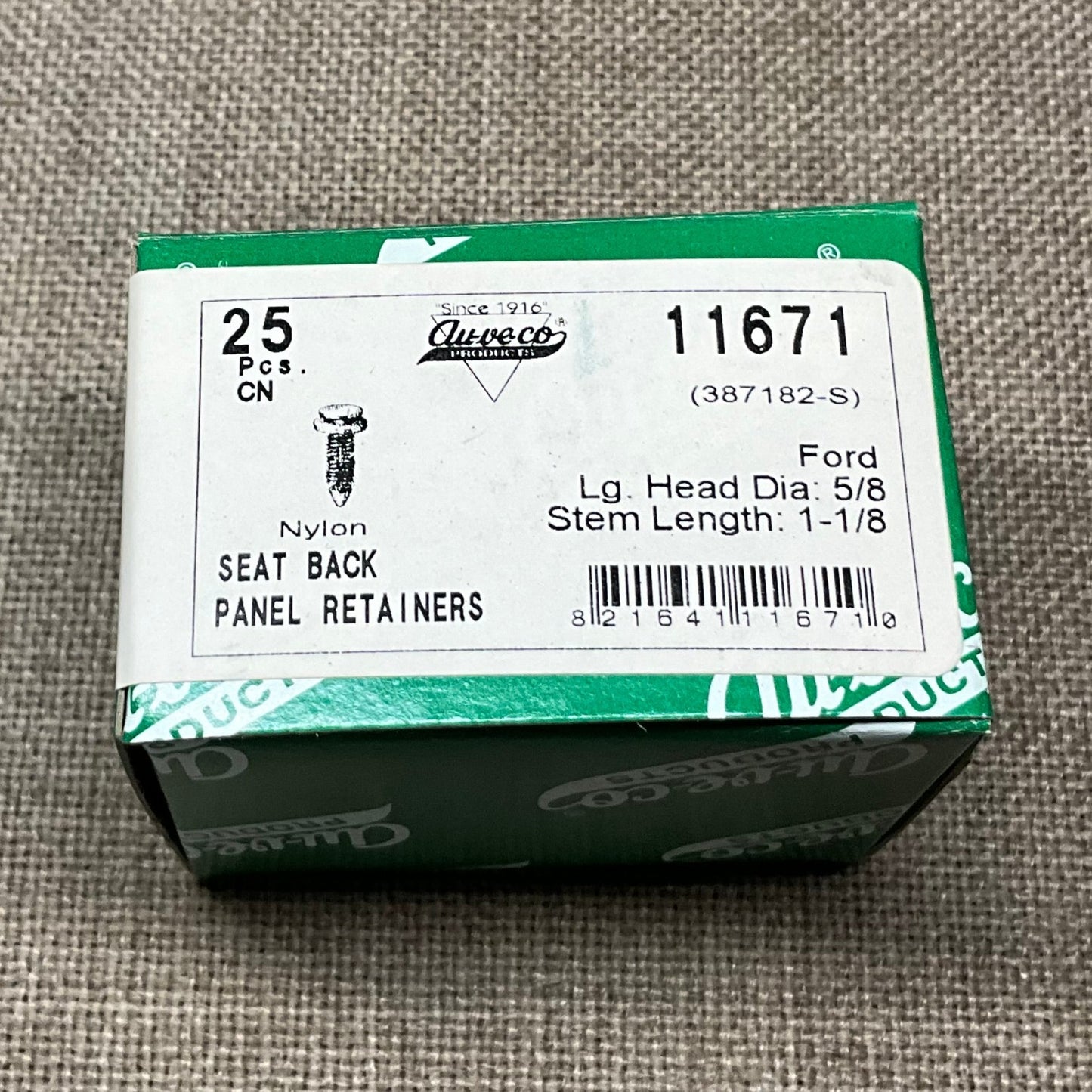 25 Seat Back Panel Retainers Auveco 11671 Ford : 387182-S From 1977 - On