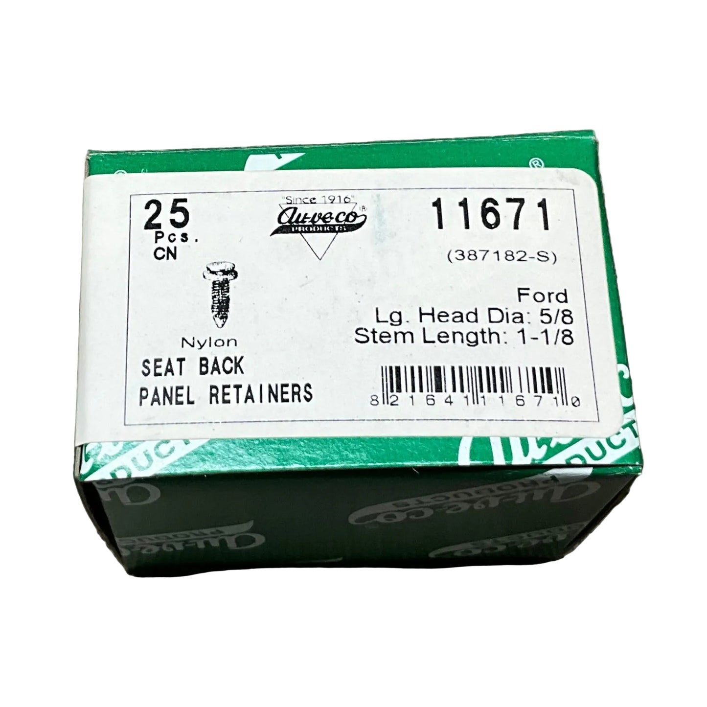 25 Seat Back Panel Retainers Auveco 11671 Ford : 387182-S From 1977 - On
