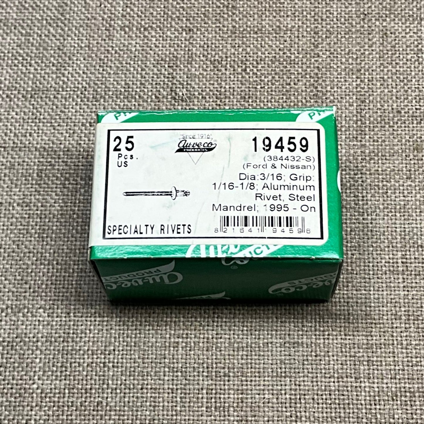 25 Specialty Aluminum/Steel Rivets Auveco 19459 Ford: 384432-S From '95 - On