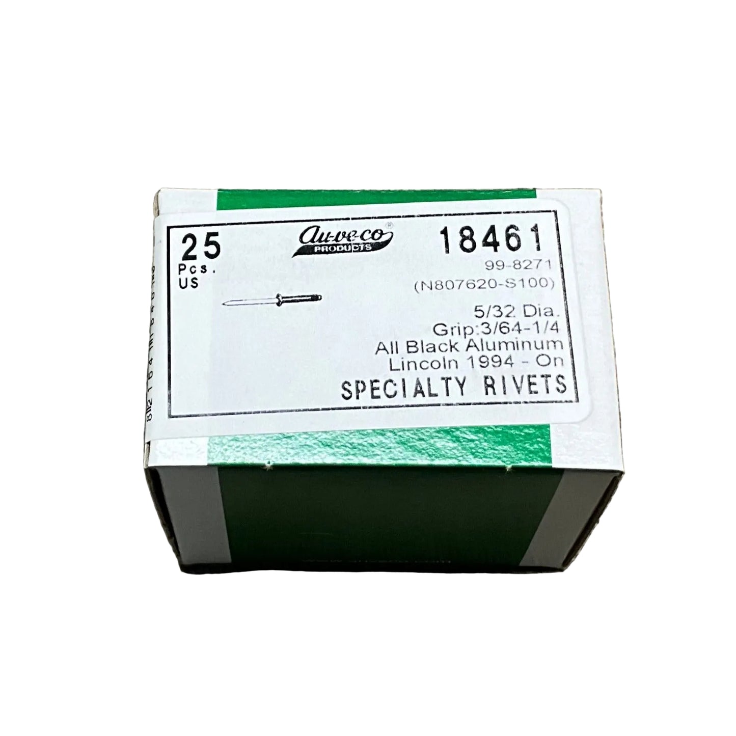 25 Specialty Rivets Auveco 18461 Lincoln : N807620-S100 & GM : 10131511