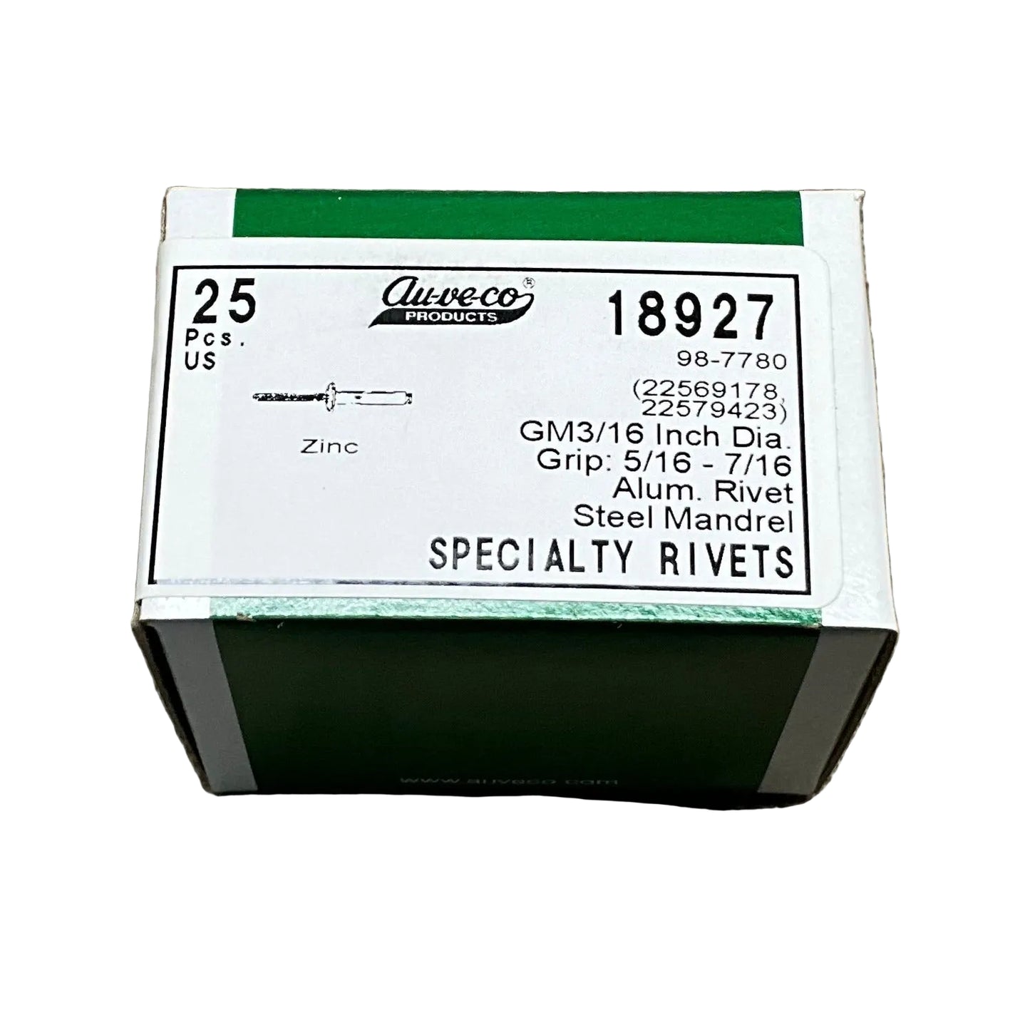 25 Specialty Rivets Auveco 18927 For GM: 22569178 ; 22579423 From Year 1992- on