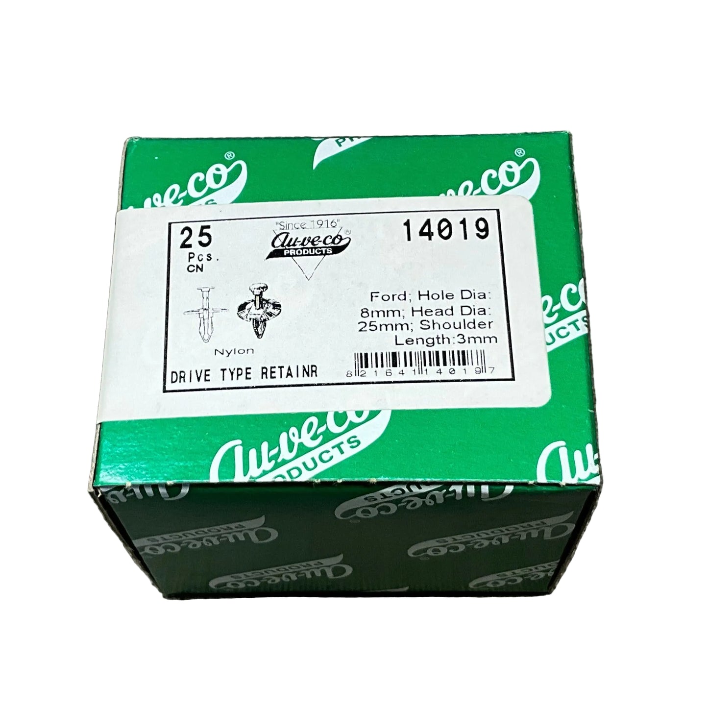 25 Splash Shield & Fascia Retainers Auveco 14019 Ford: N803421-S, Chry: 6501590