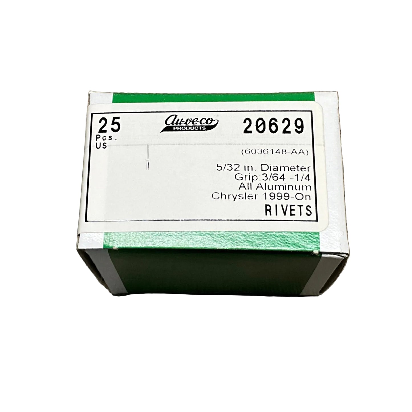25 Split Type Rivets Auveco 20629 For Chrysler: 6036148-AA From 1999 - on Auto