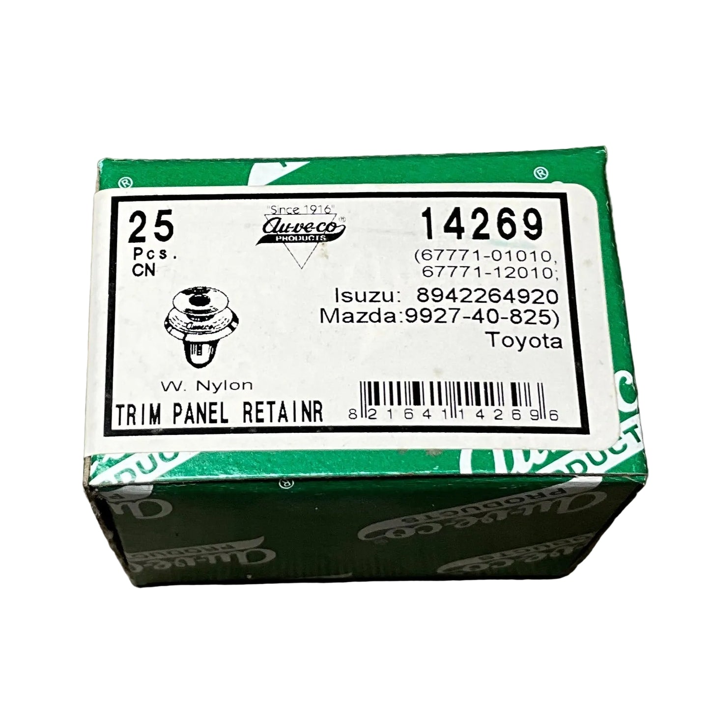 25 Trim Panel Retainer Auveco 14269 Isuzu: 8942264920 Mazda: 9927-40-825 Toyota