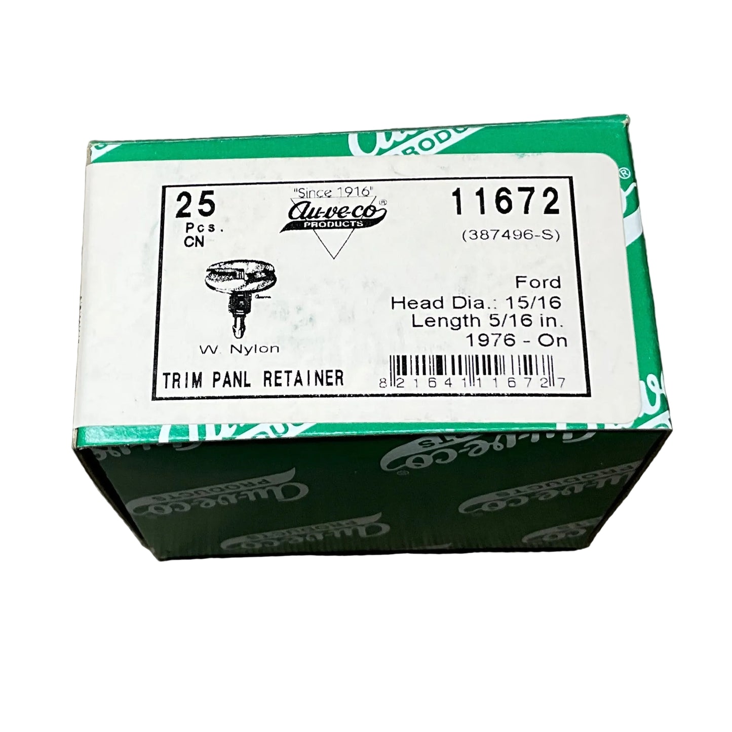 25 Trim Panel Retainers Auveco 11672 Ford : 387496-S From The Year 1976 - On