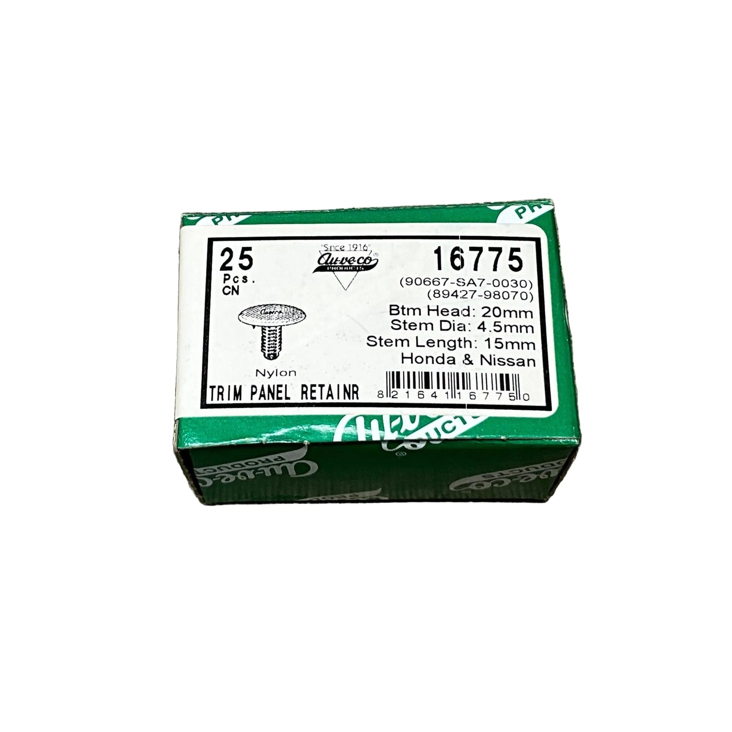 25 Trim Panel Retainers Auveco 16775 Honda : 90667-SA7-0030 Japanese Imports
