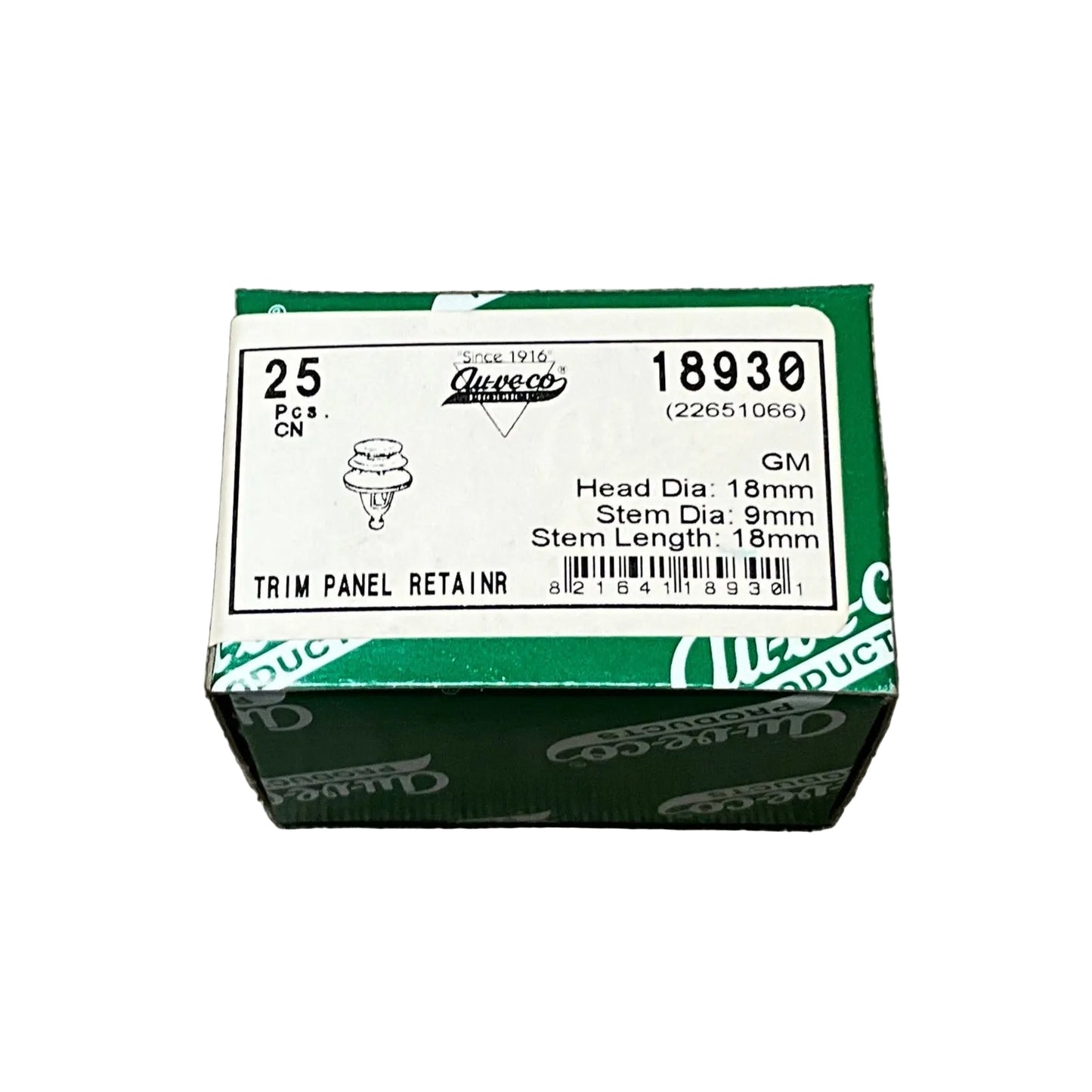 25 Trim Panel Retainers Auveco 18930 OEM GM : 22651066 , 22600612 From 1996 On