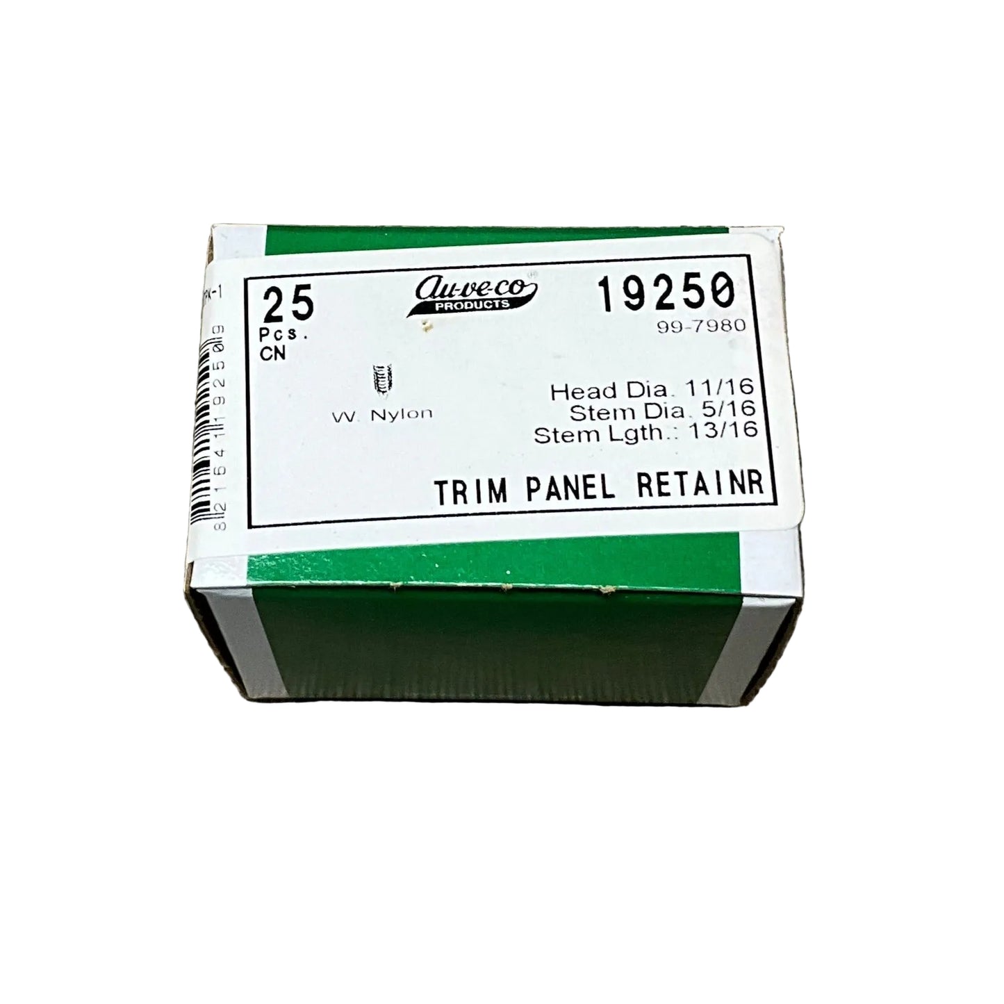 25 Trim Panel Retainers Auveco 19250 GM: 11569768 Chry: 6030441 Ford: 388577S