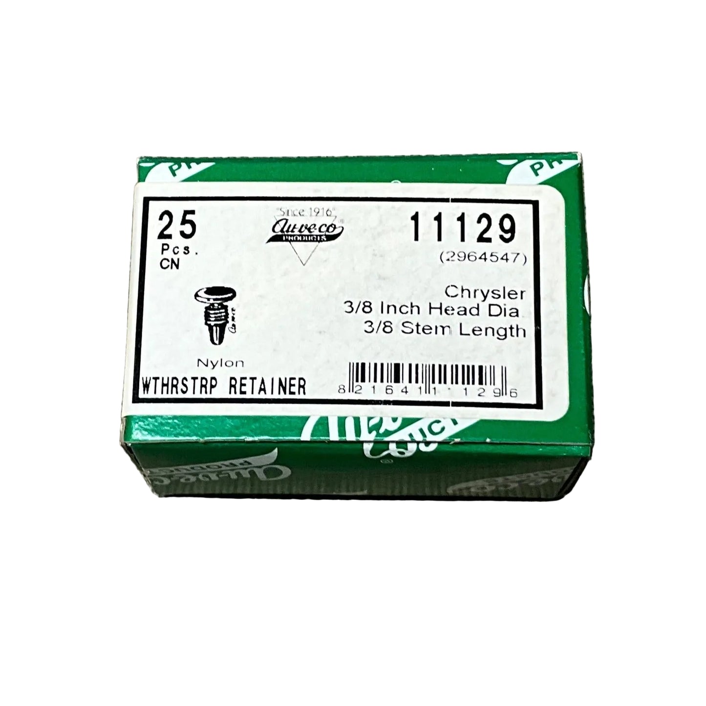 25 Weather Strip Retainers Auveco 11129 Chrysler: 2964547 From The Year 1977-on