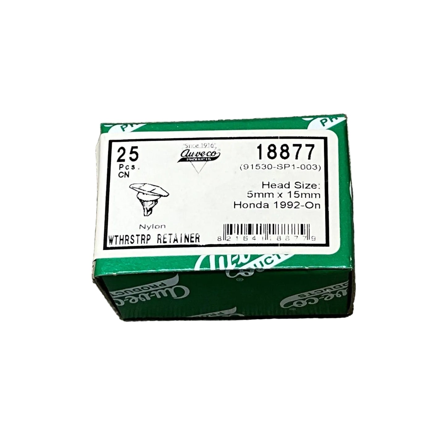 25 Weather Strip Retainers Auveco 18877 Honda: 91530-SP1-003 From 1992 - On