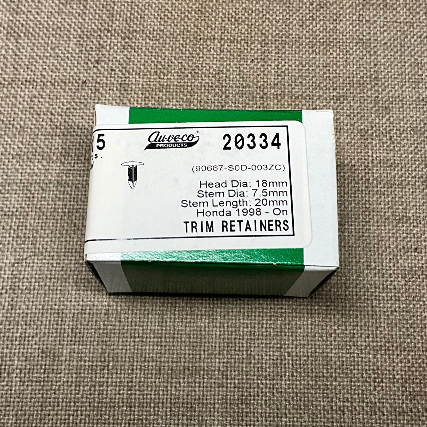 15 piece Auveco 20334 Black Trunk Garnish Retainer For Honda 90667SOD003ZC