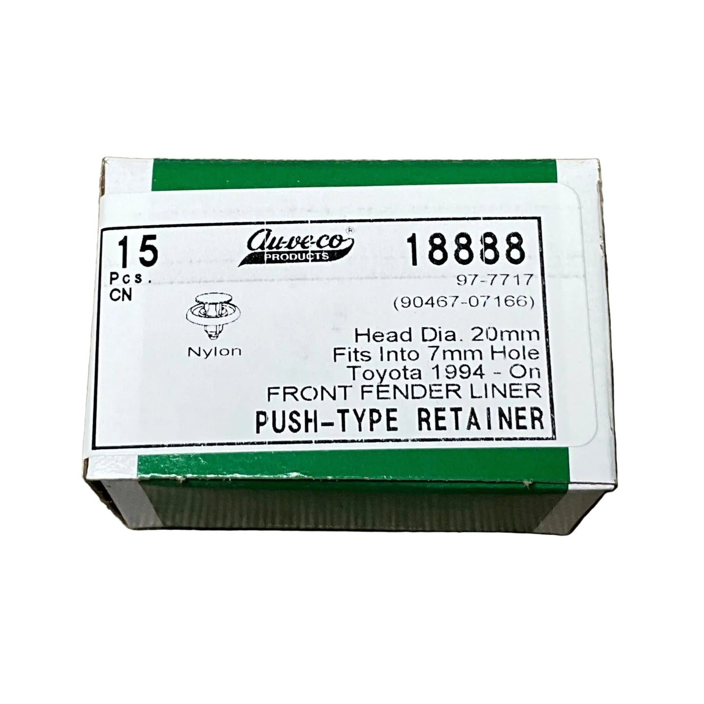 15 Front Fender Liner Push Type Retainers Auveco 18888 Toyota : 90467-07166