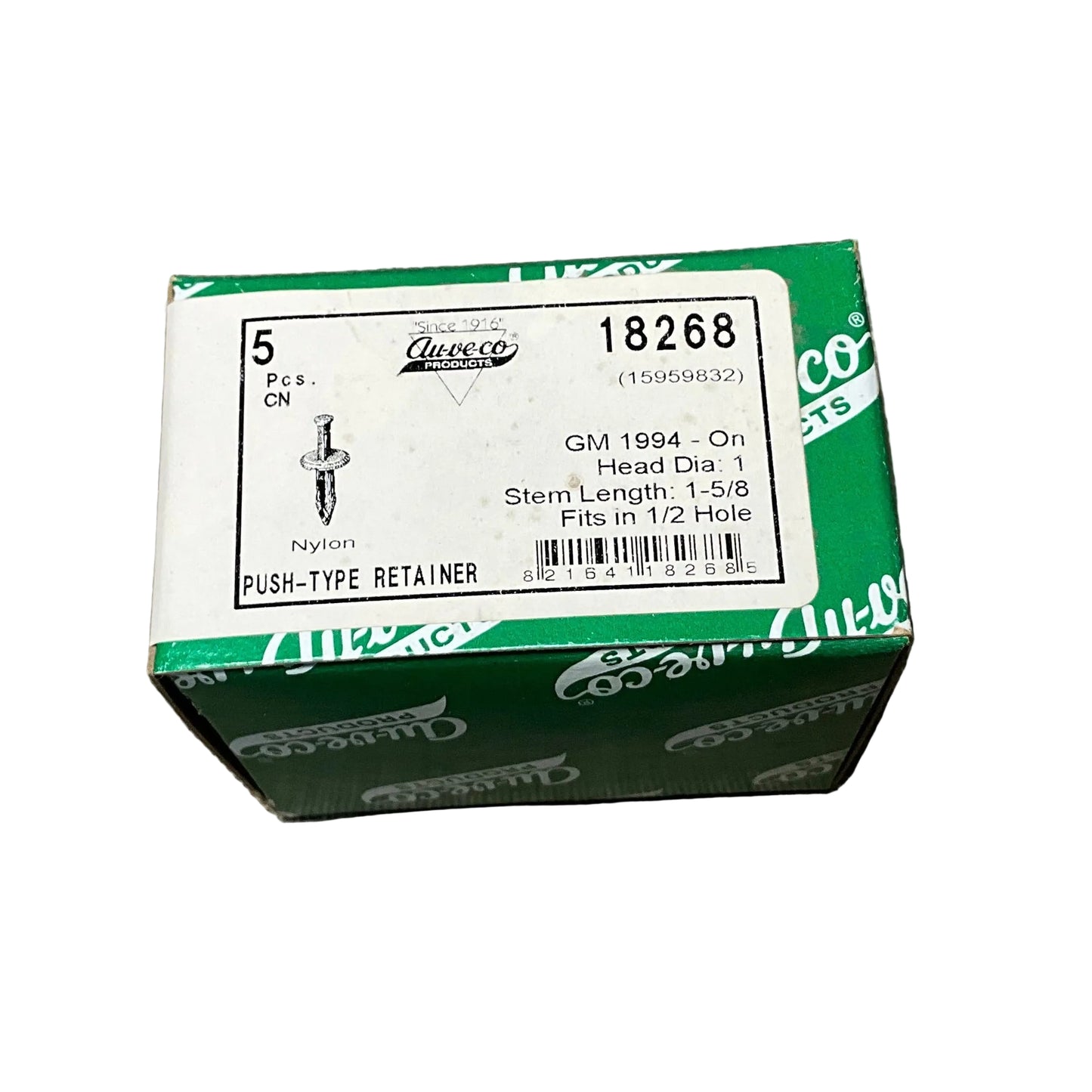 5 Front License Plate Bracket Push Type Retainer Auveco 18268 GM OEM: 15959832