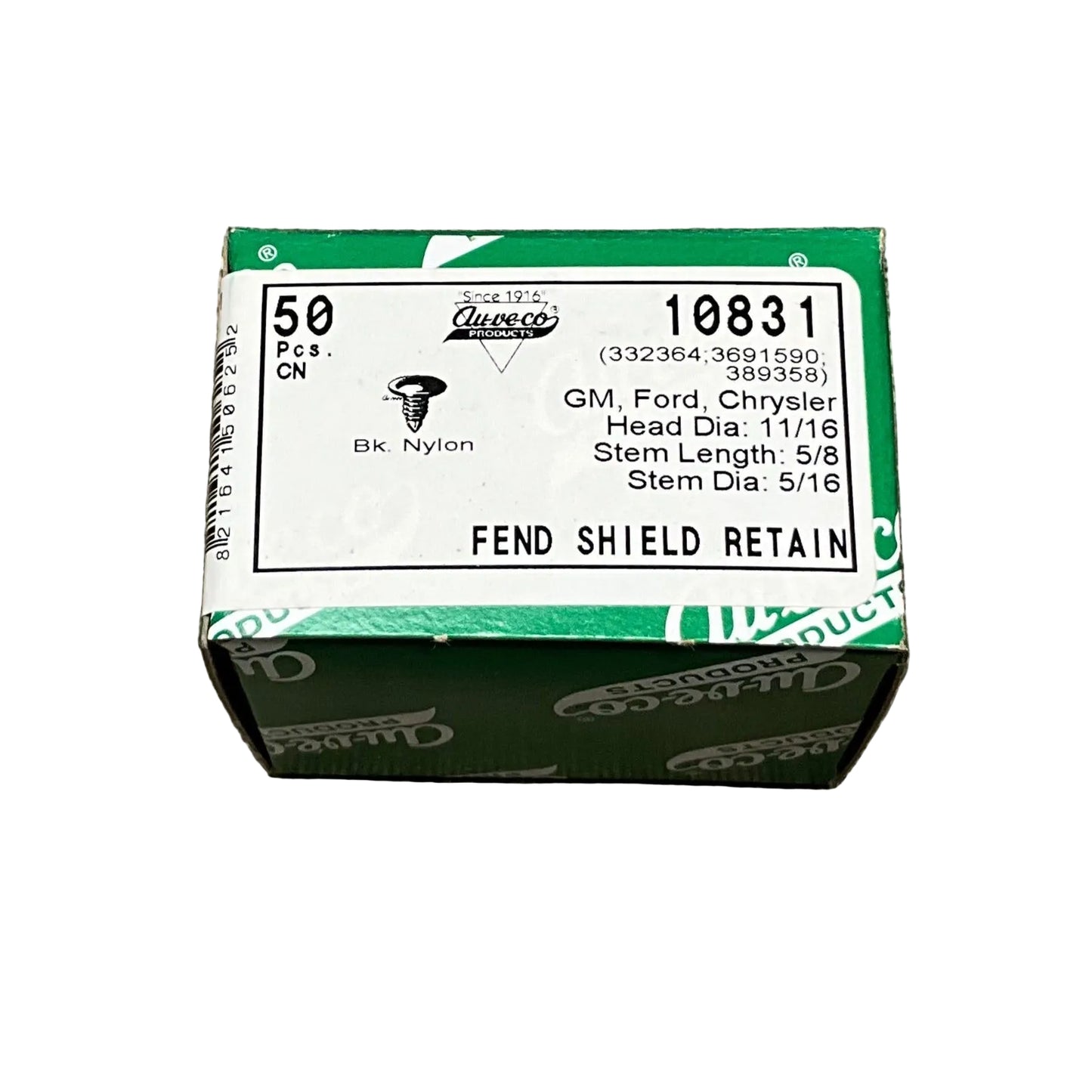50 Fender Shield Retainers Auveco 10831 GM 332364 Ford 389358 Chry 3691590
