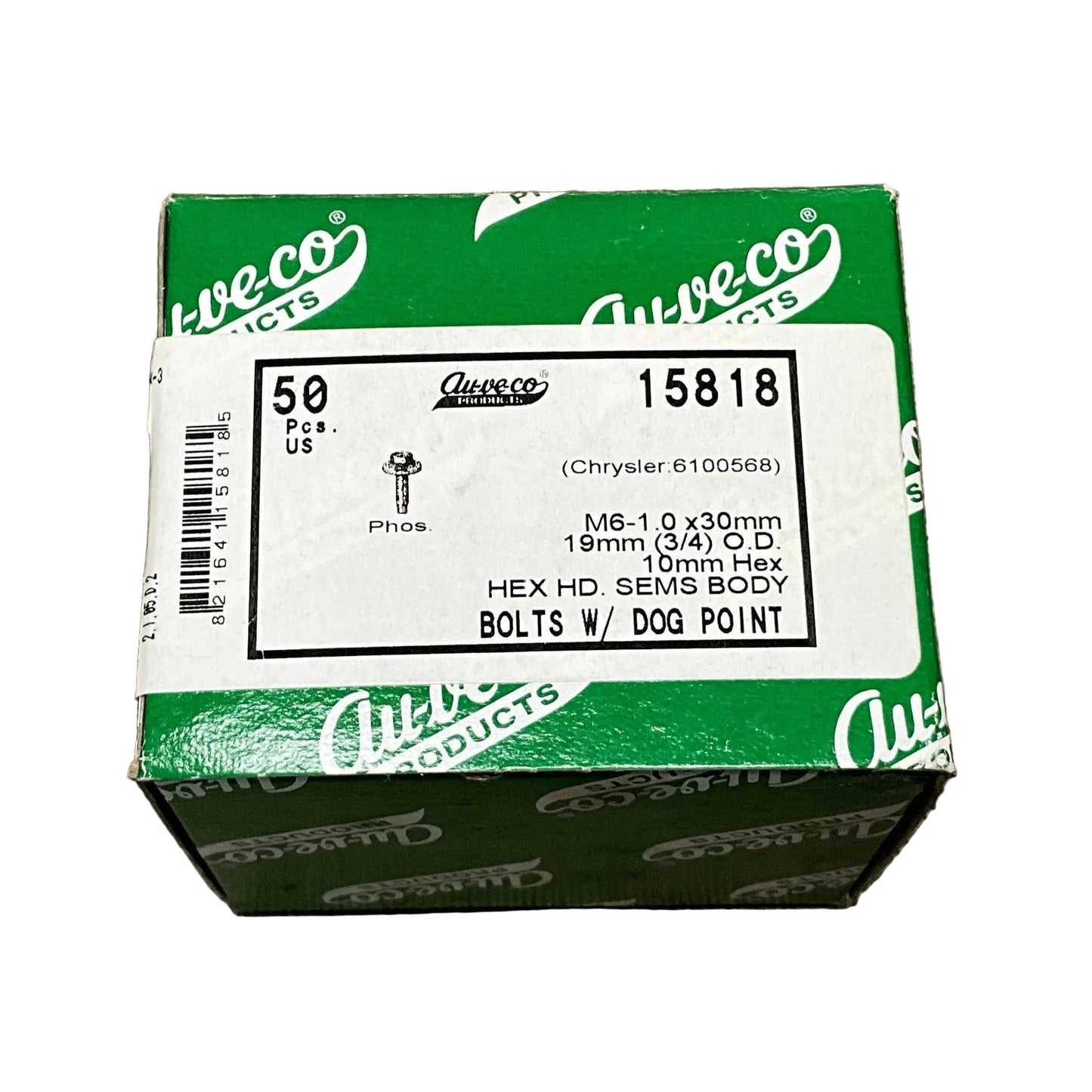 50 Auveco Fold Over Nuts 16322, 50 Hex Head Sems Body Bolts w/ Dog Points 15818