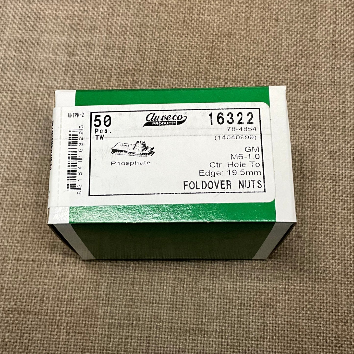 50 Fold Over Nuts Auveco 16322 For GM OEM: 14040999 Universal Use