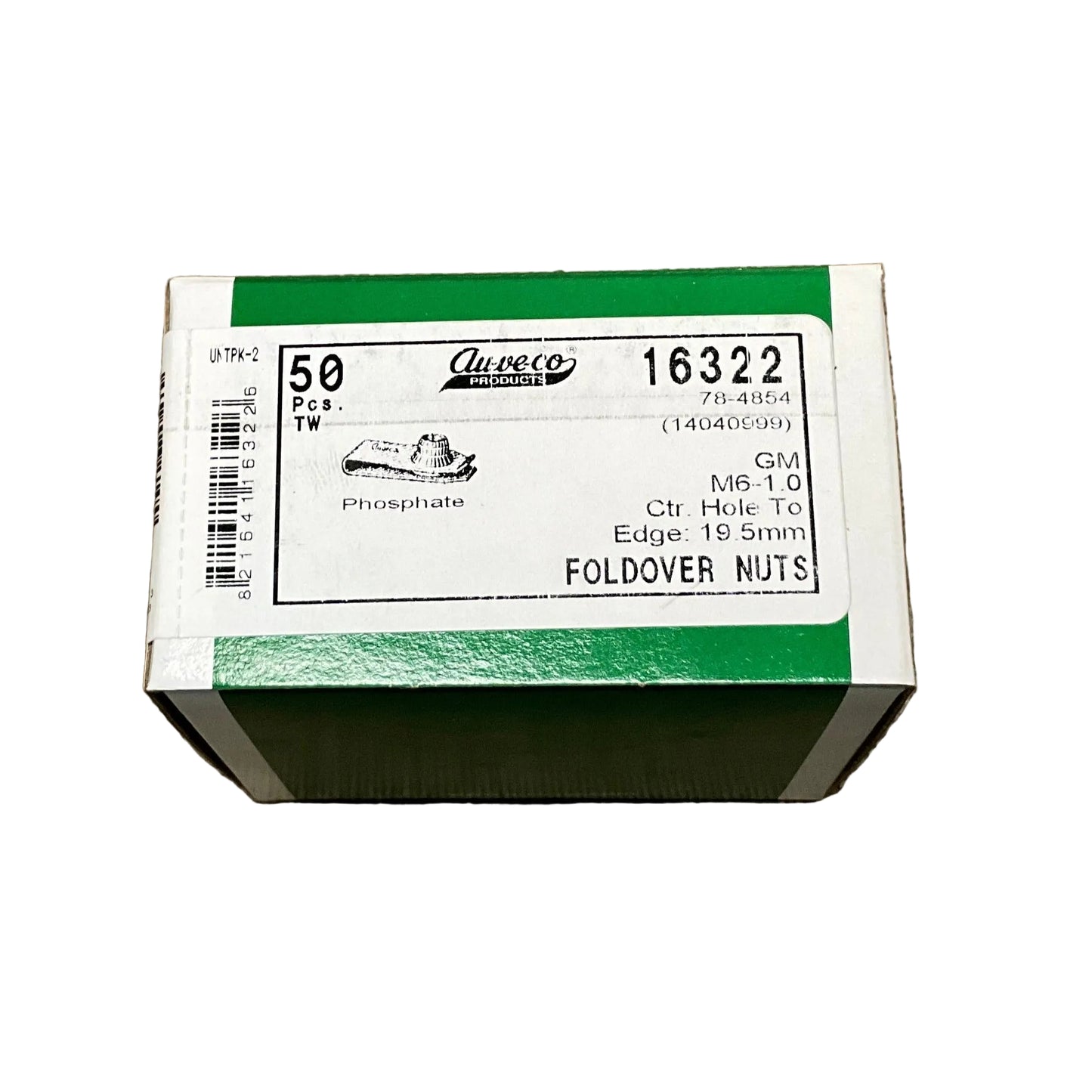 50 Fold Over Nuts Auveco 16322 For GM OEM: 14040999 Universal Use