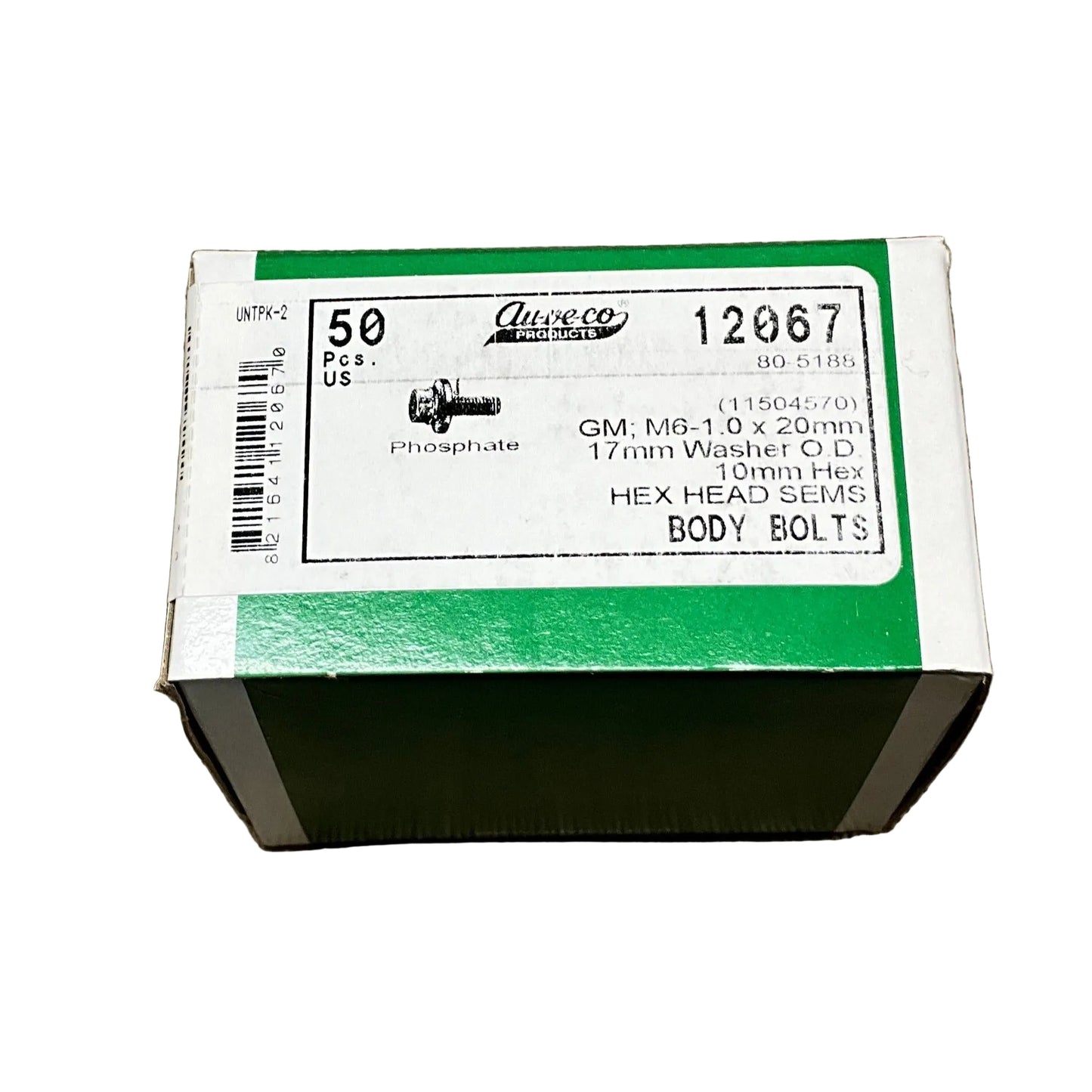 50 Hex Head Sems Body Bolts Auveco 12067 GM : 11504570 ; 11509816 ; 11514623
