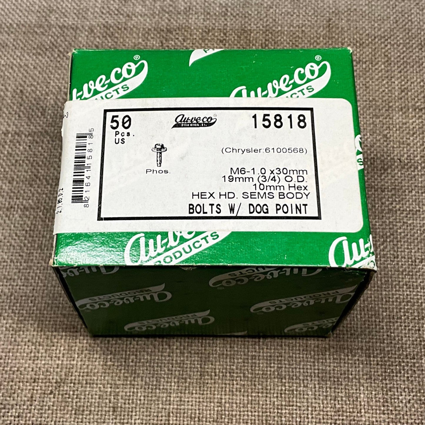 50 Hex Head Sems Body Bolts Auveco 15818 For Chrysler: 6100568 Universal Use