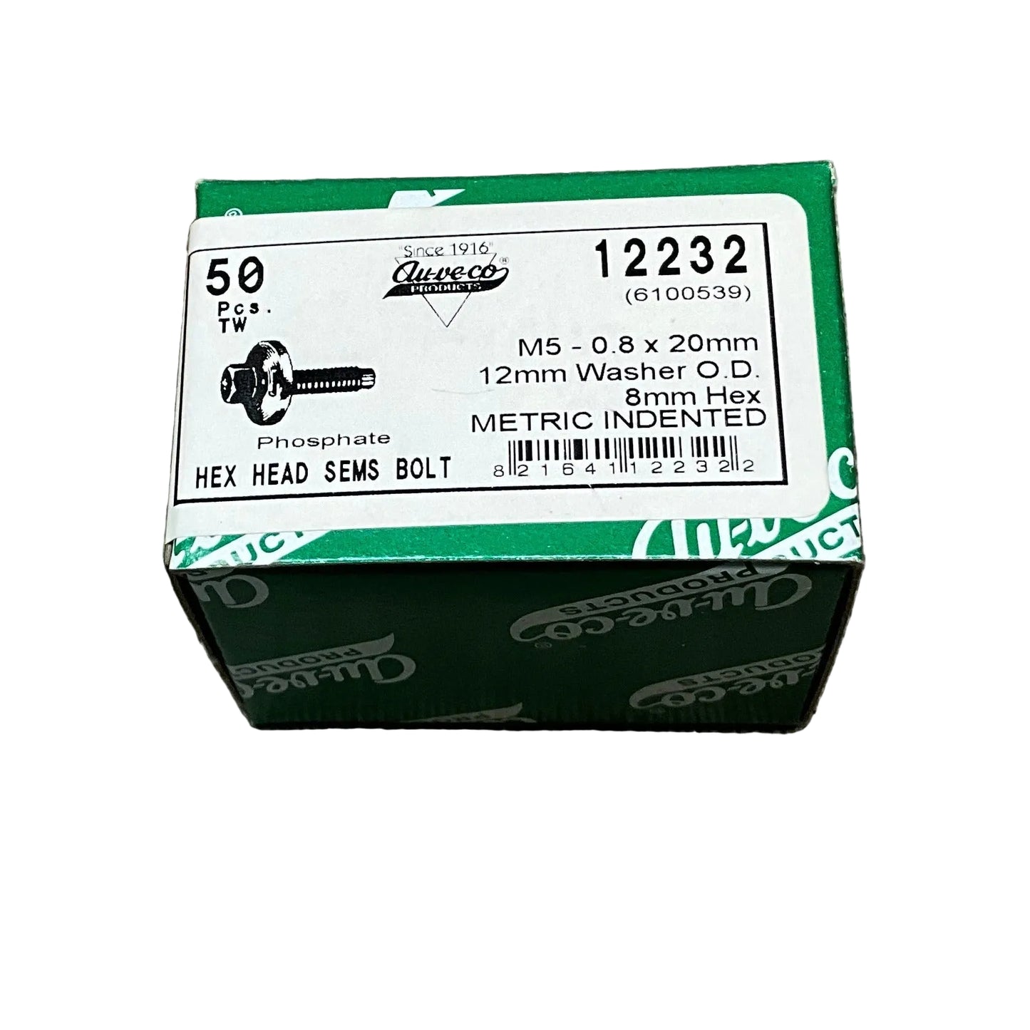 50 Hex Head Sems Bolts ~ Auveco 12232 ~ Chrysler : 6100539 ~ General Purpose