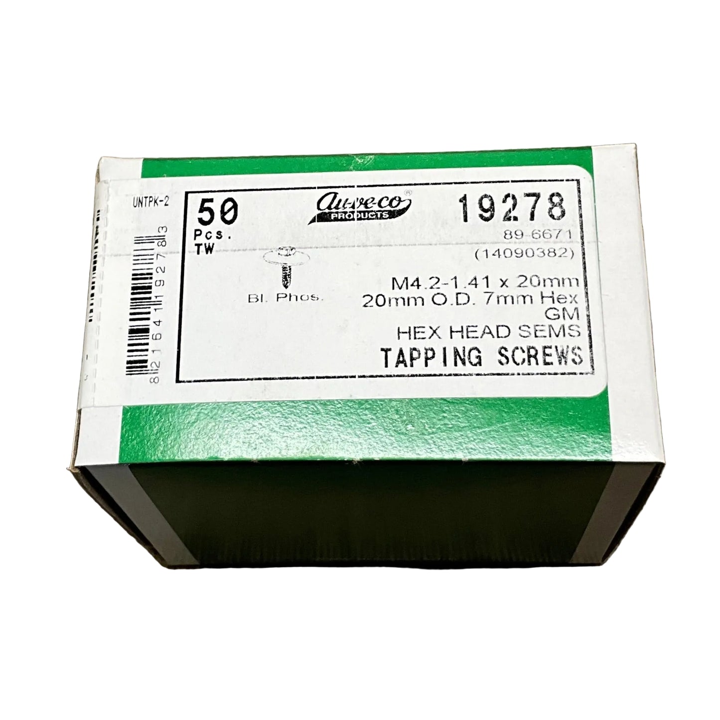 50 Hex Head Sems Tapping Screws & Washers Auveco 19278 GM OEM : 14090382 "USA"