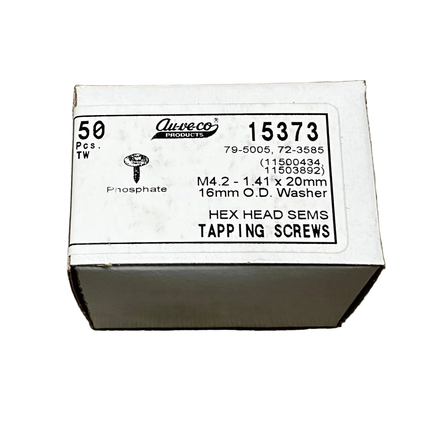 50 Hex Head Sems Tapping Screws Auveco 15373 GM OEM : 11500434 ; 11503892