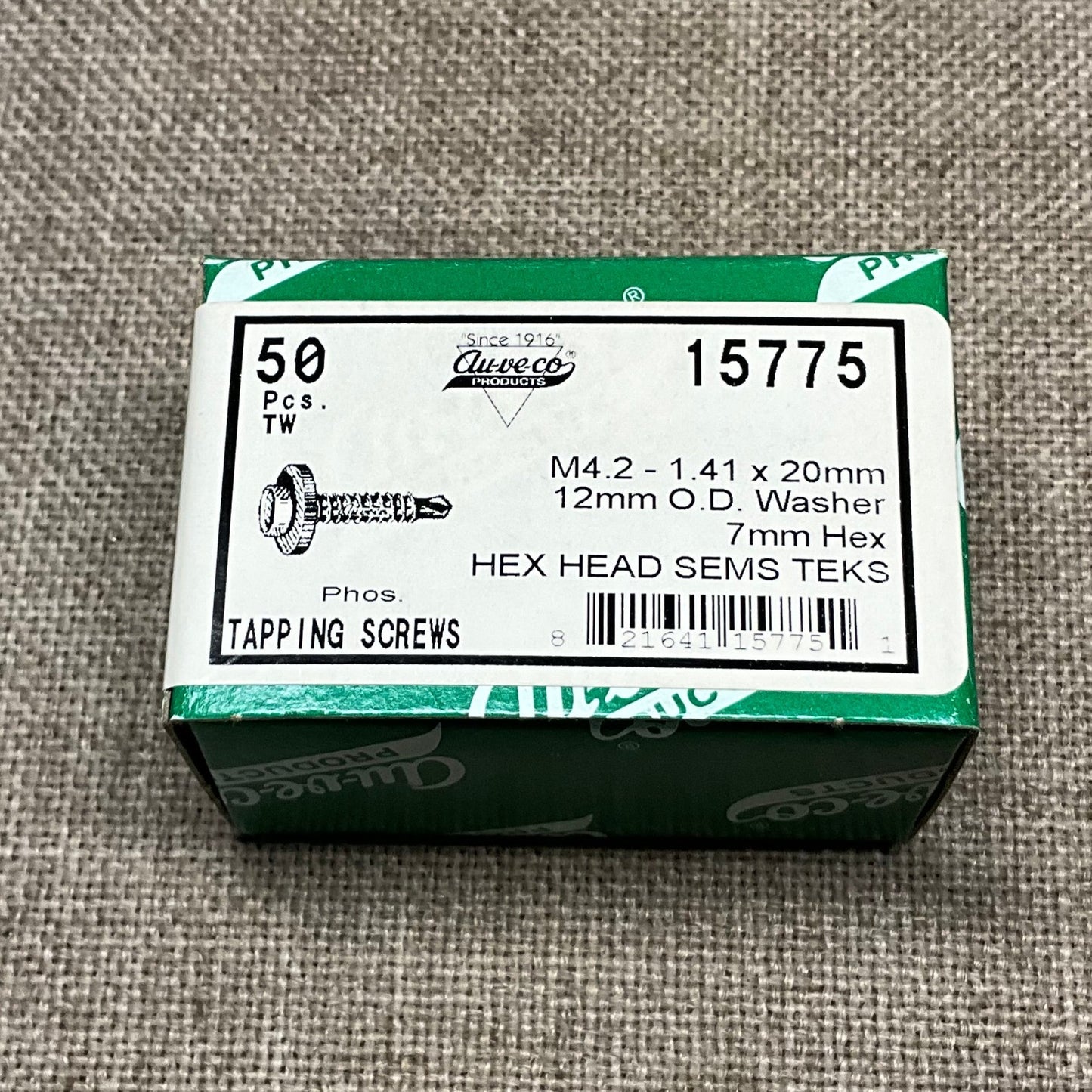 50 Hex Head Tapping Screws With Teks Points ~ Auveco 15775 ~ General Purpose