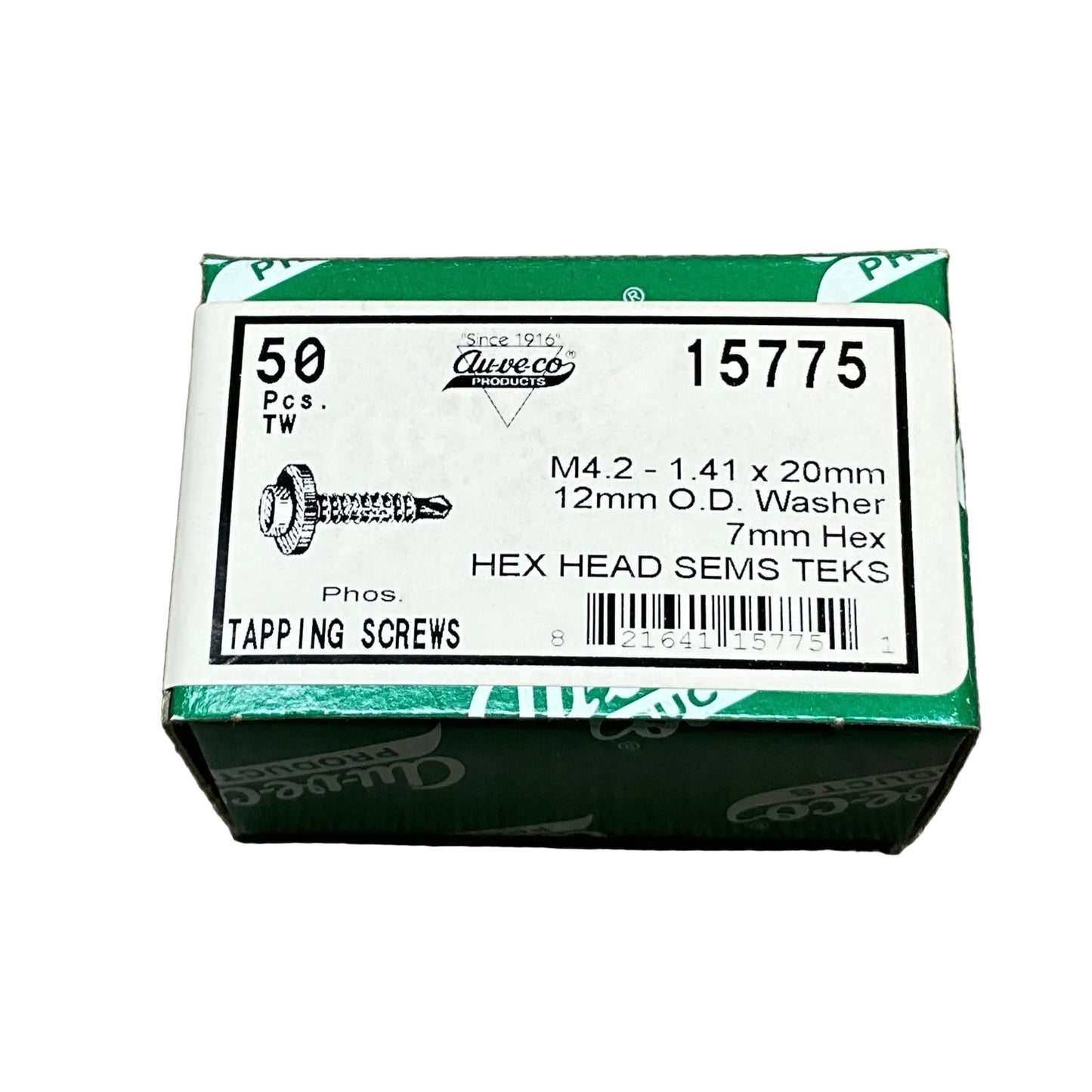 50 Hex Head Tapping Screws With Teks Points ~ Auveco 15775 ~ General Purpose