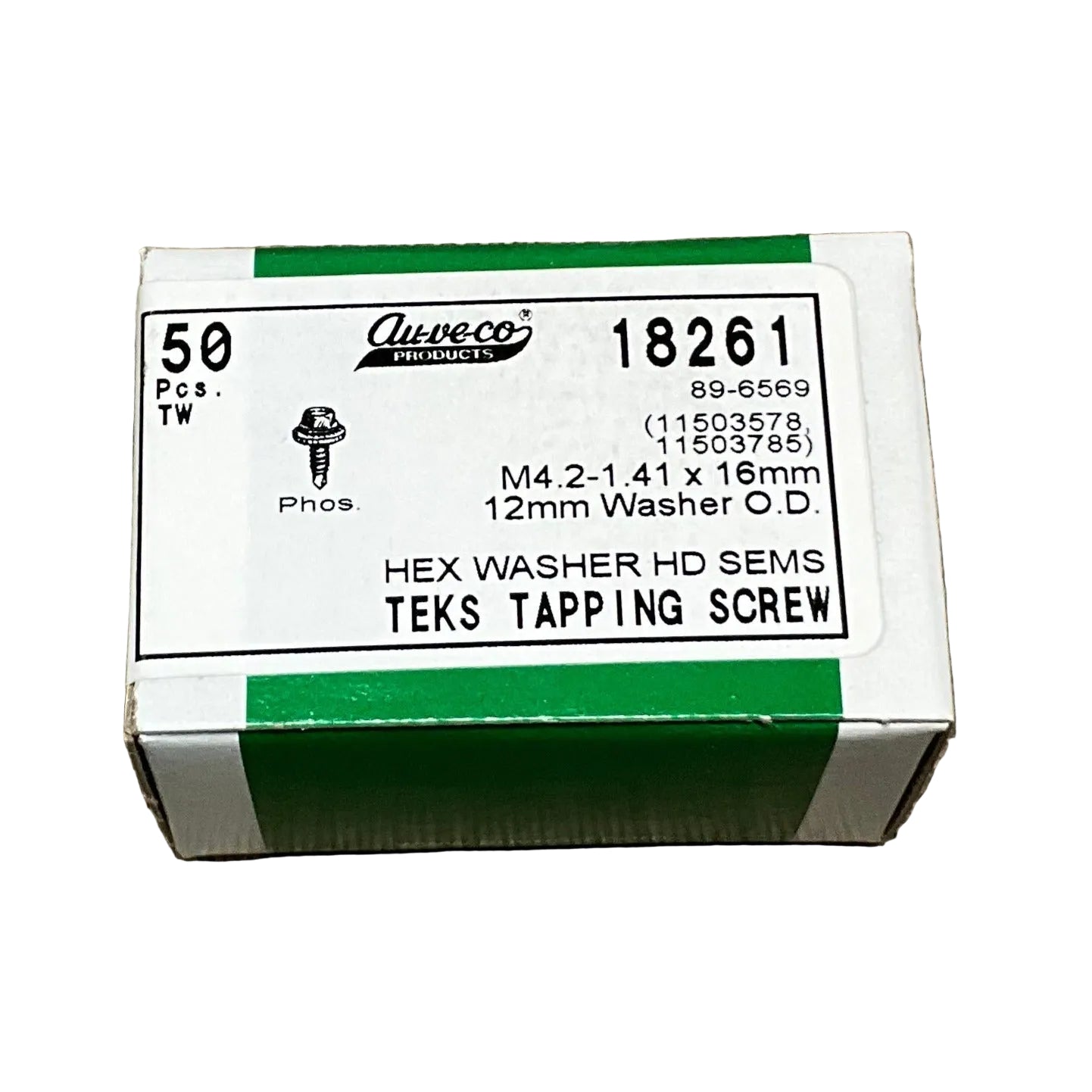 50 Hex Washer Head Sems Teks Tapping Screws Auveco 18261 GM: 11503578;11503785