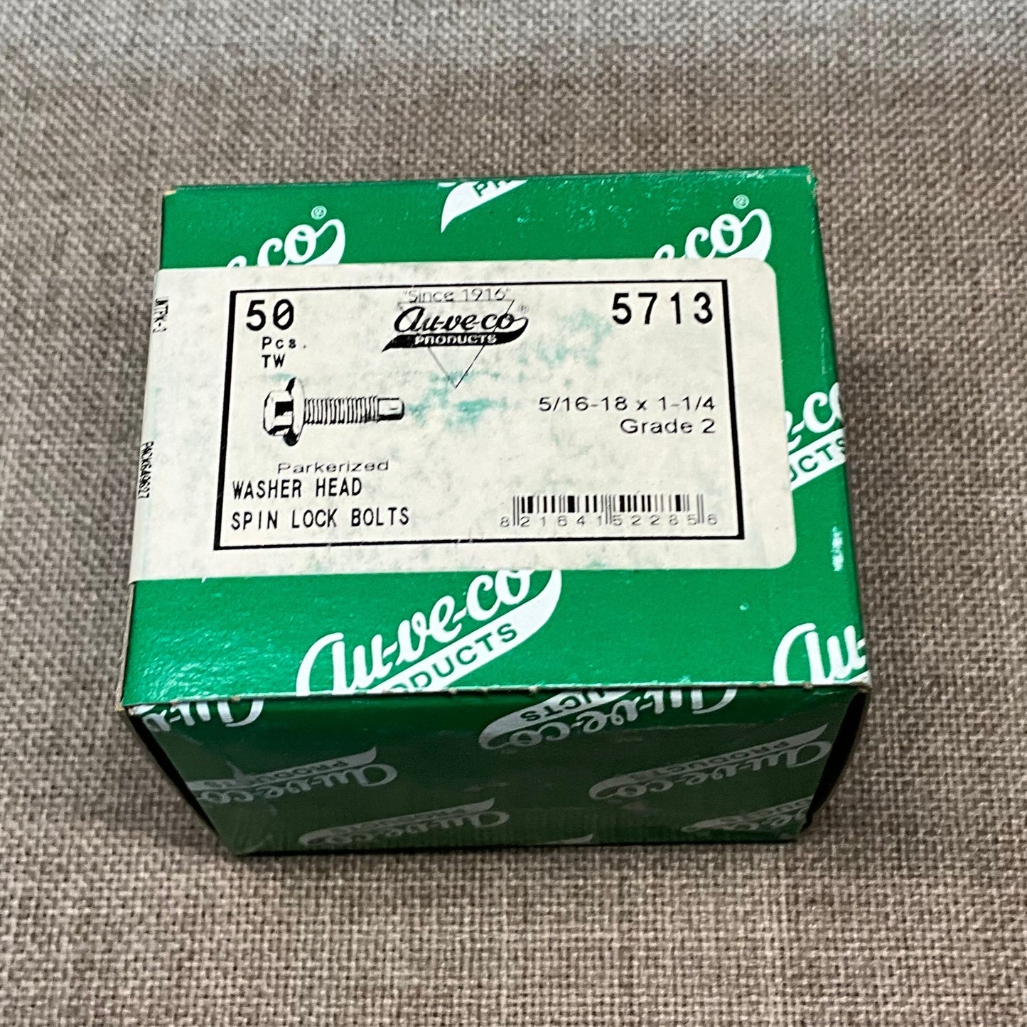 50 Hex Washer Head Spin Lock Bolts Auveco 5713 ~ Grade 2 ~ General Purpose Use