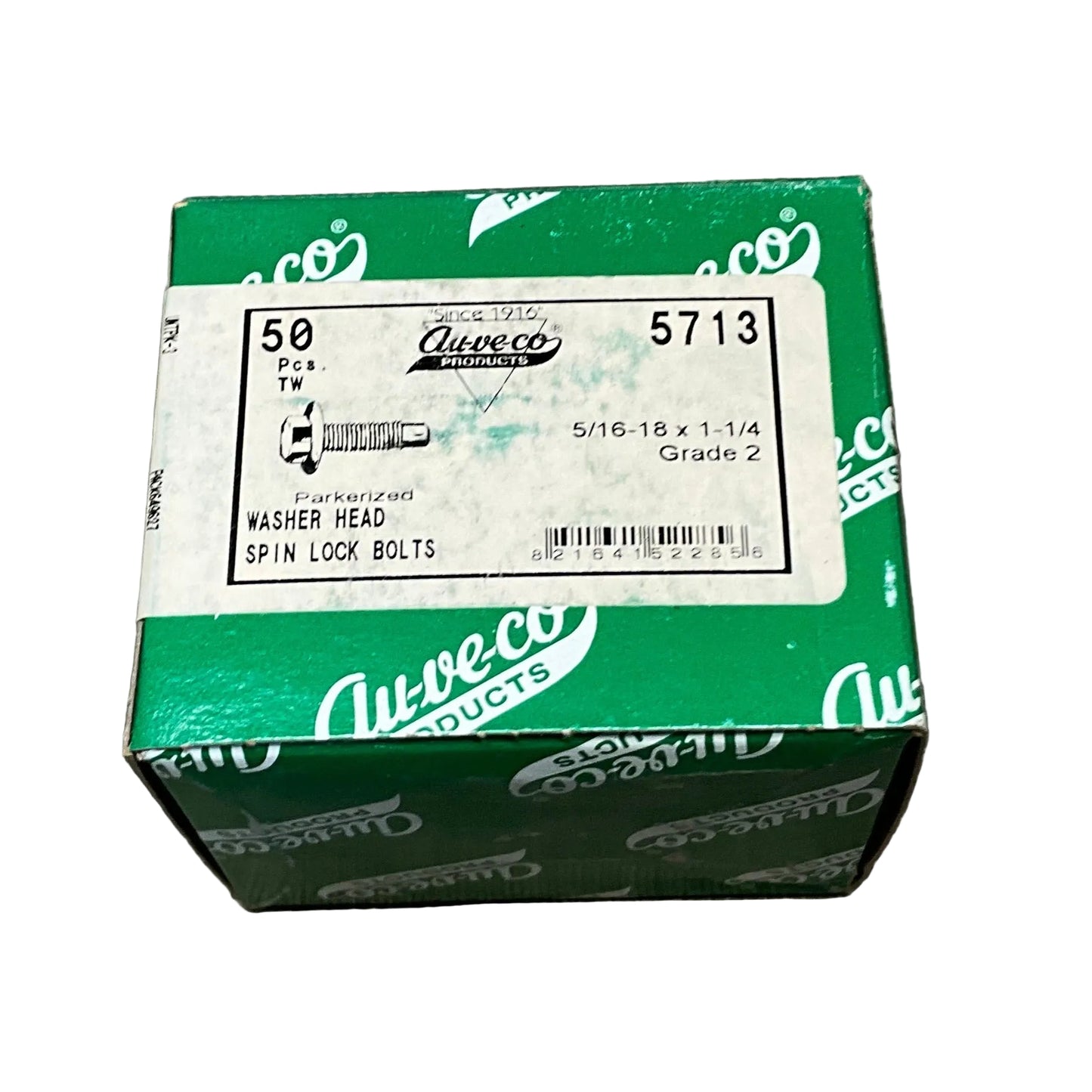 50 Hex Washer Head Spin Lock Bolts Auveco 5713 ~ Grade 2 ~ General Purpose Use