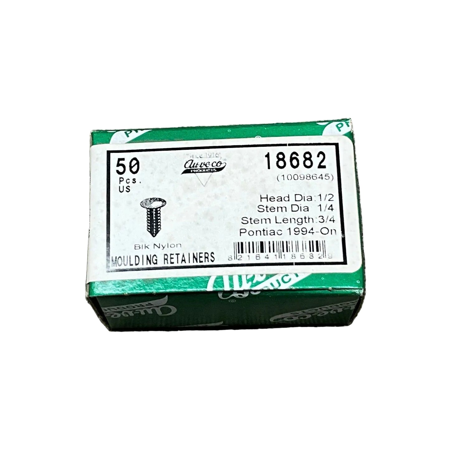 50 Molding Retainers Auveco 18682 For Pontiac OEM : 10098645 From 1994 - On