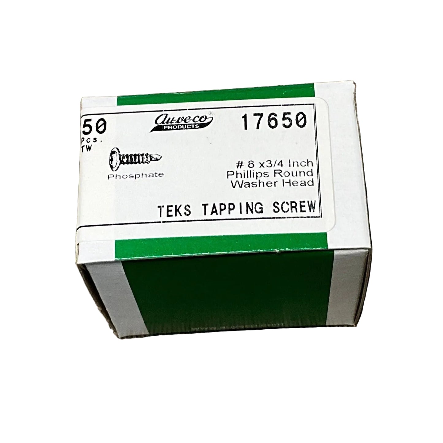 50 Phillips Round Washer Head with Teks Point Tapping Screws Auveco 17650 Auto