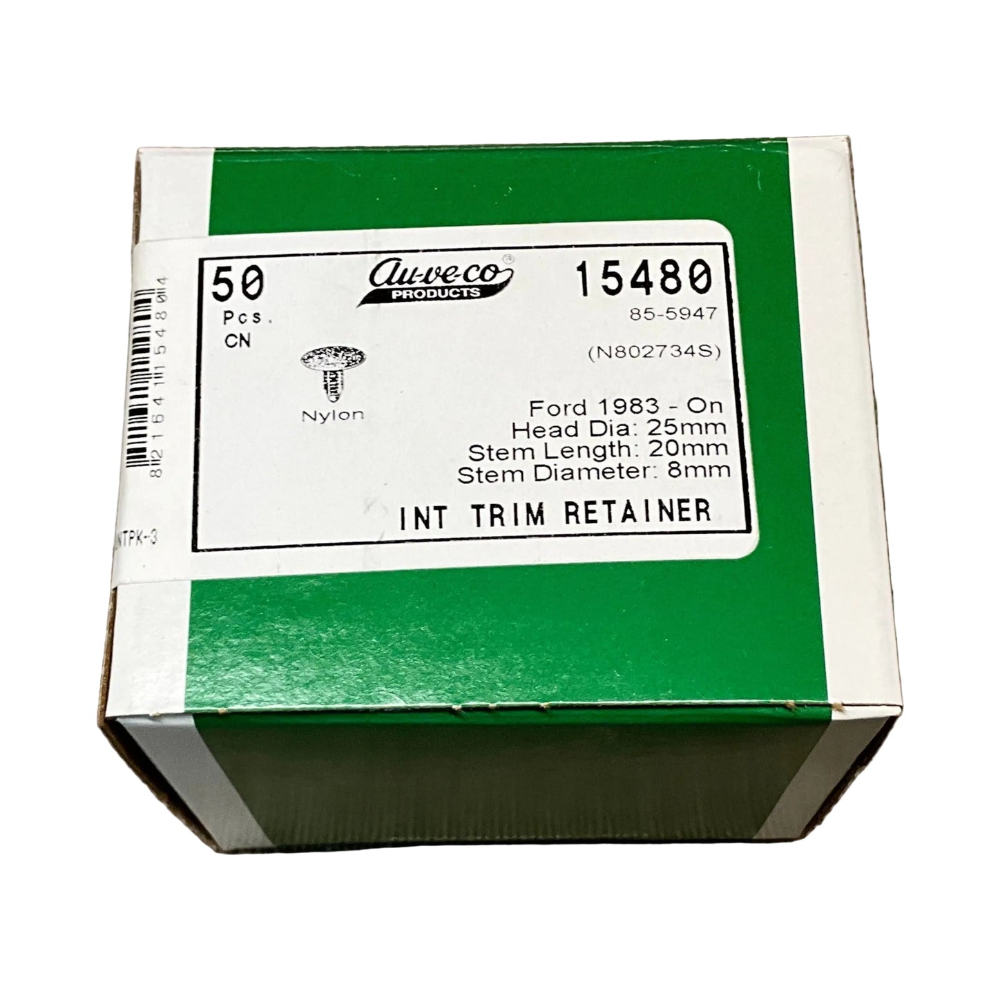 50 Trim Panel & Hood Insulation Retainer Auveco 15480 Ford:N802734S GM:22718305
