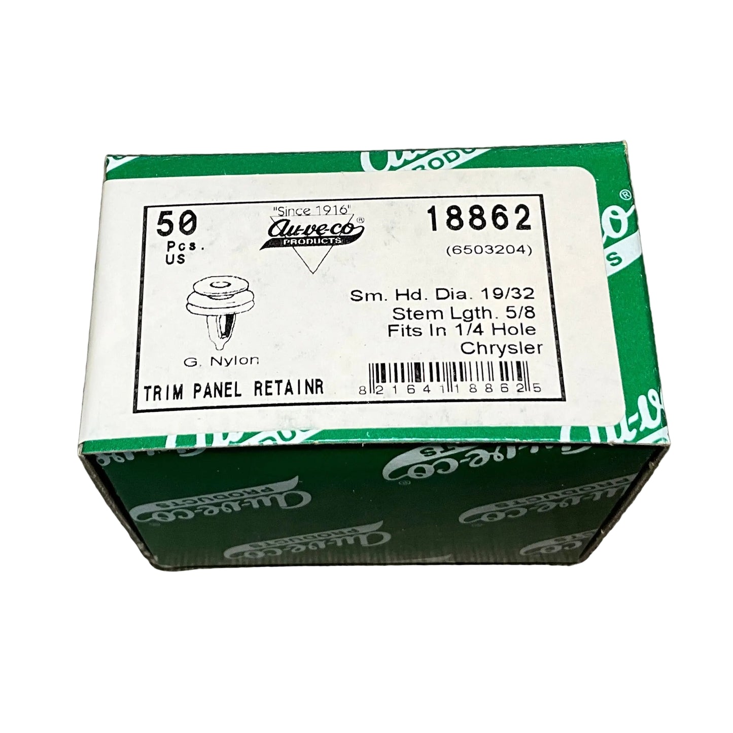 50 Trim Panel Retainers Auveco 18862 OEM Chrysler : 6503204 From Year 1995 On