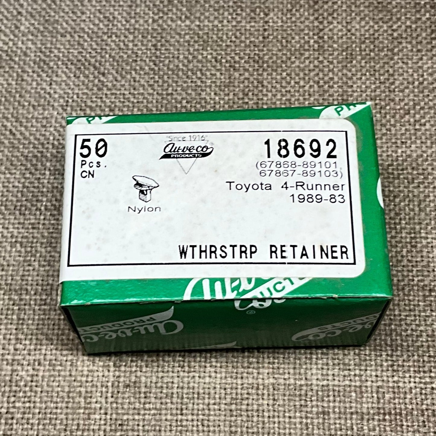 50 Weather Strip Retainers Auveco 18692 Toyota 4 Runner: 67868-89101 1989-83