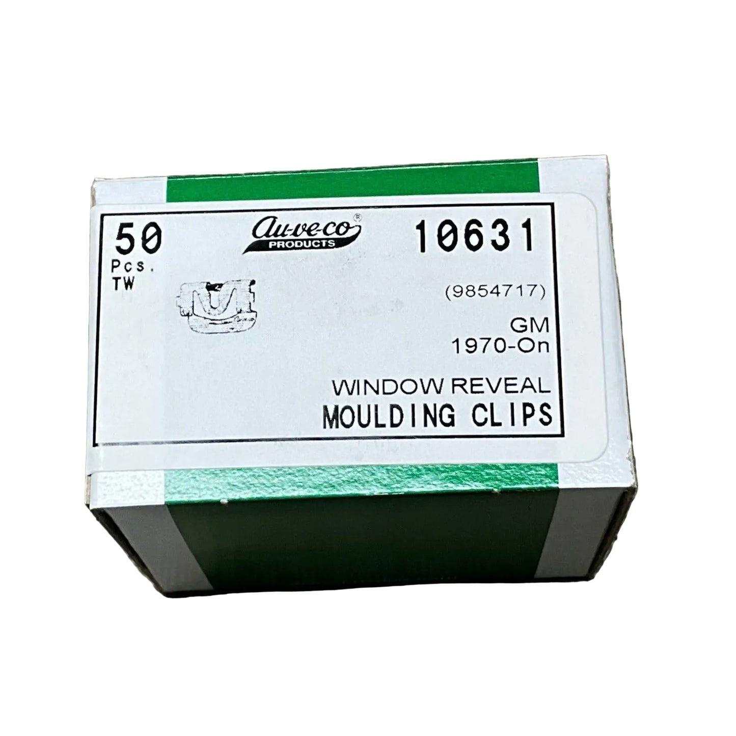 50 Windshield Reveal Moulding Clips Auveco 10631 OEM GM : 9854717 ; 1970 - On