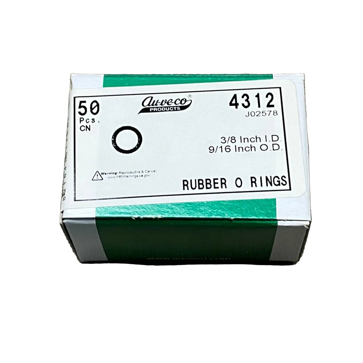 50-Auveco 4312 O-Rings 3/8" Inner Diameter, 9/16" Outer Diameter, 3/32" Thick