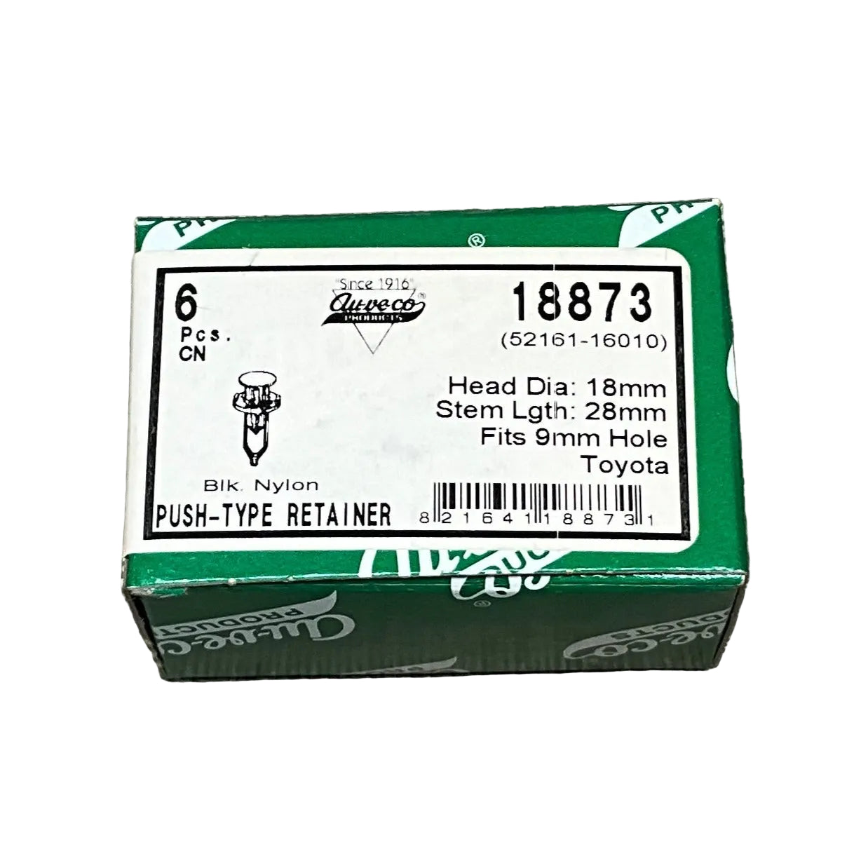 6 Rear Bumper Cover Push Type Retainers Auveco 18873 Toyota : 52161-16010