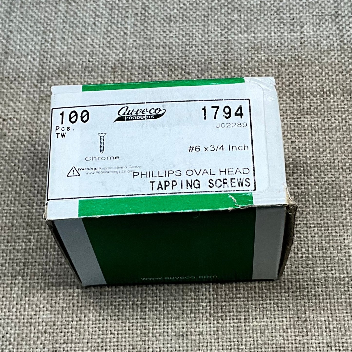 Auveco 1794 Phillips Oval Head Tapping Screw 6 X 3/4" Chrome Qty 100