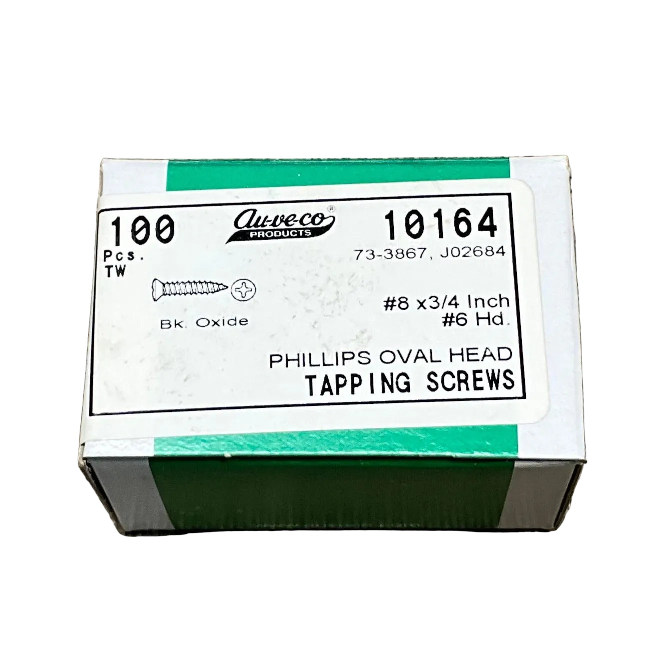 Auveco 10164 #8 X 3/4" Phillips Oval Head Tapping Screw AB w/#6 Head QTY 100